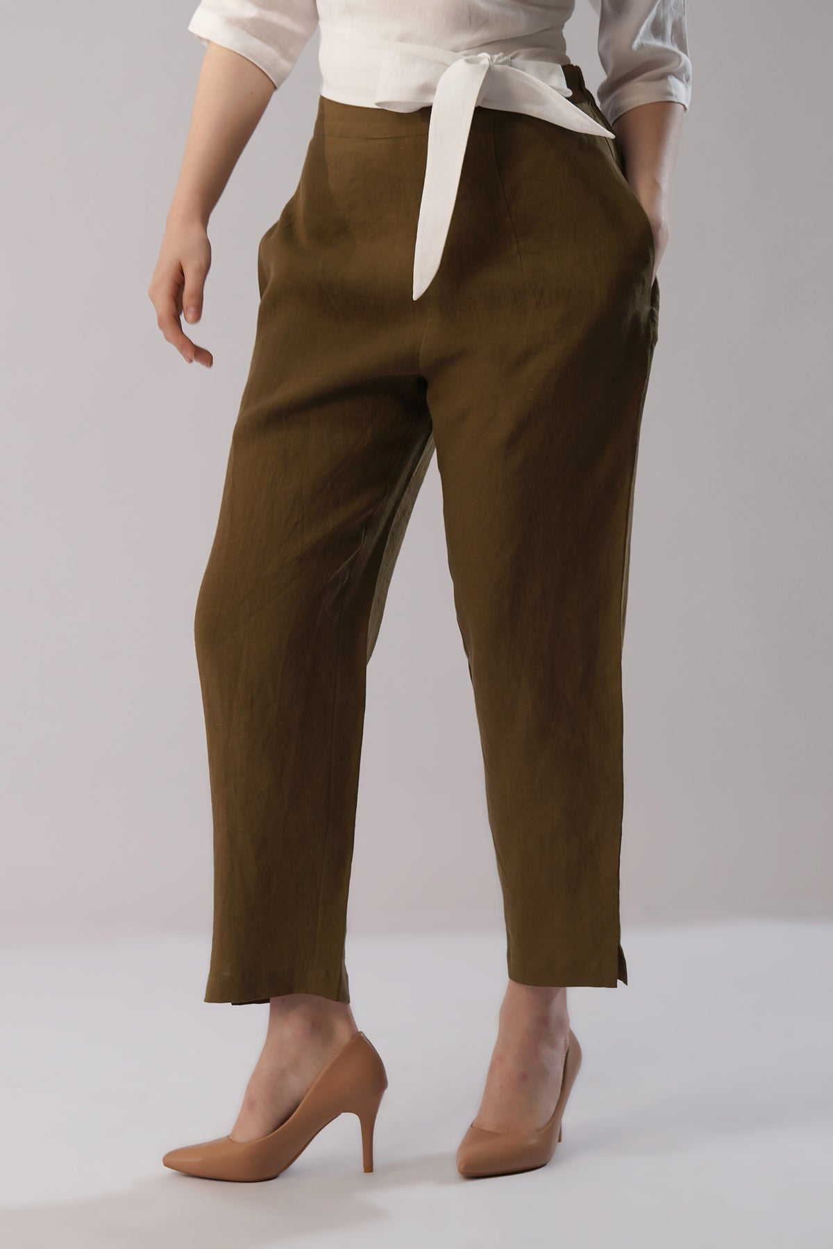 European linen pants cropped ankle length