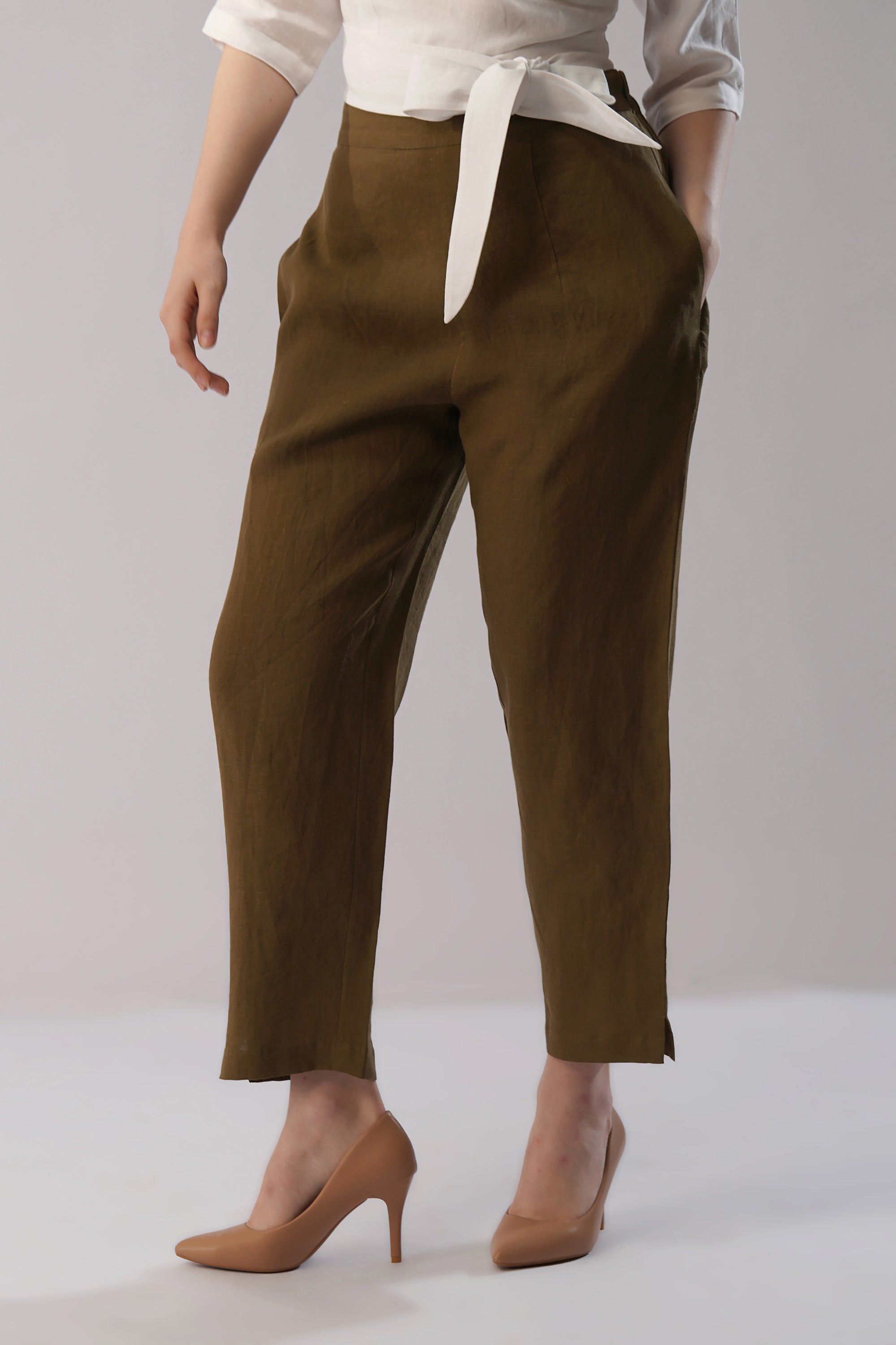 European linen pants cropped ankle length