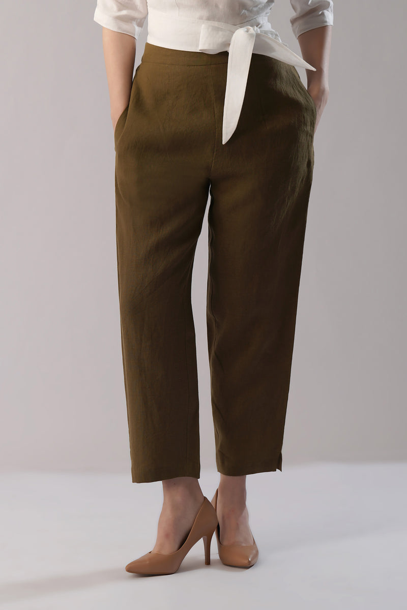 Linen tapered pants relaxed fit women