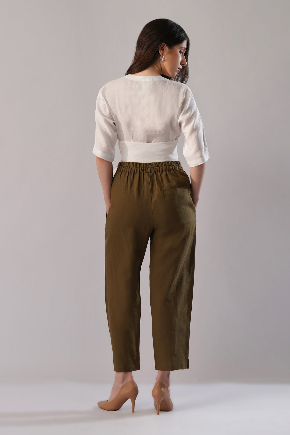 Linen wrap top back view clean design