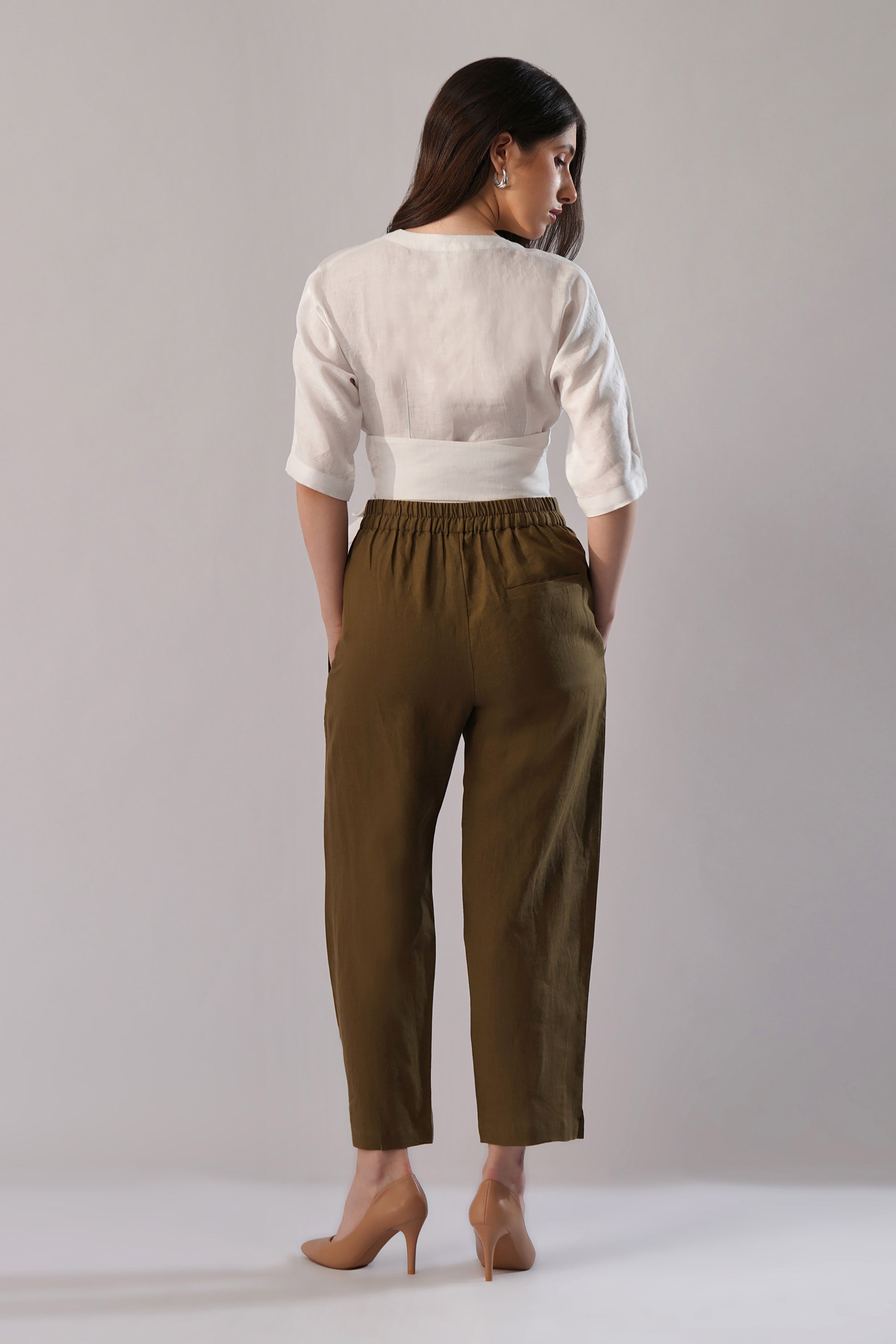 Linen wrap top back view clean design