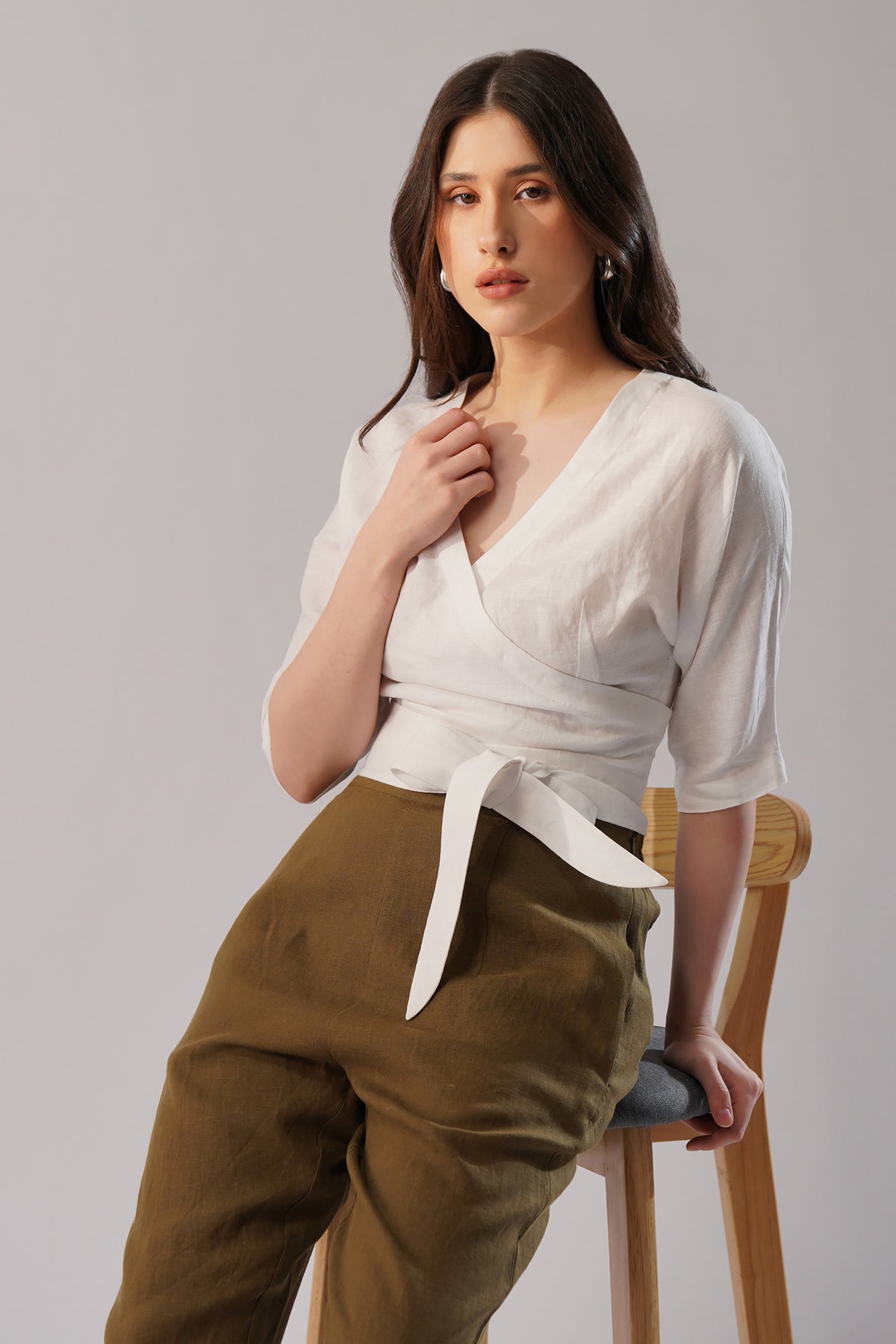 elegant wrap top european linen fabric