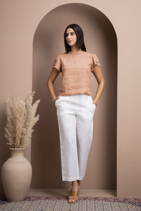 European Linen Relaxed Drawstring Pants white