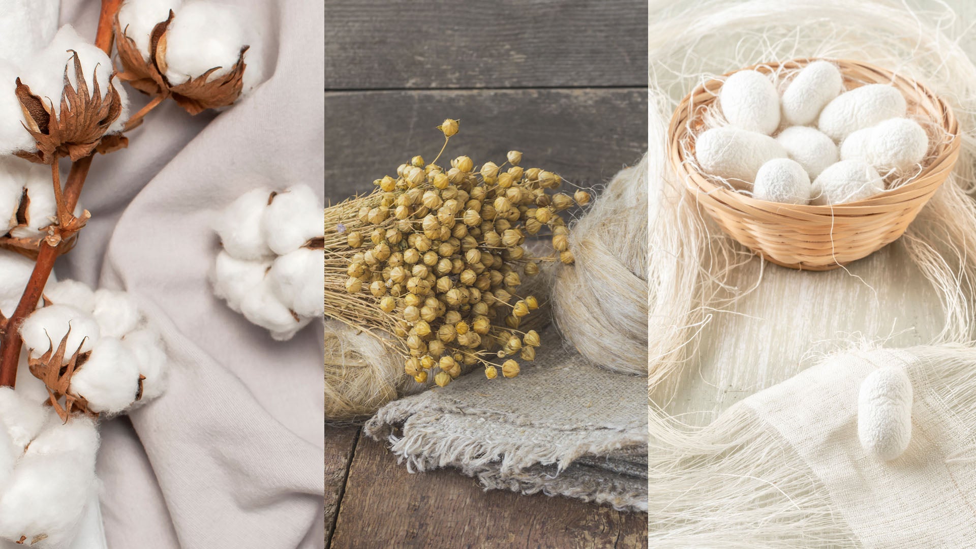 natural fabrics - cotton, linen, silk