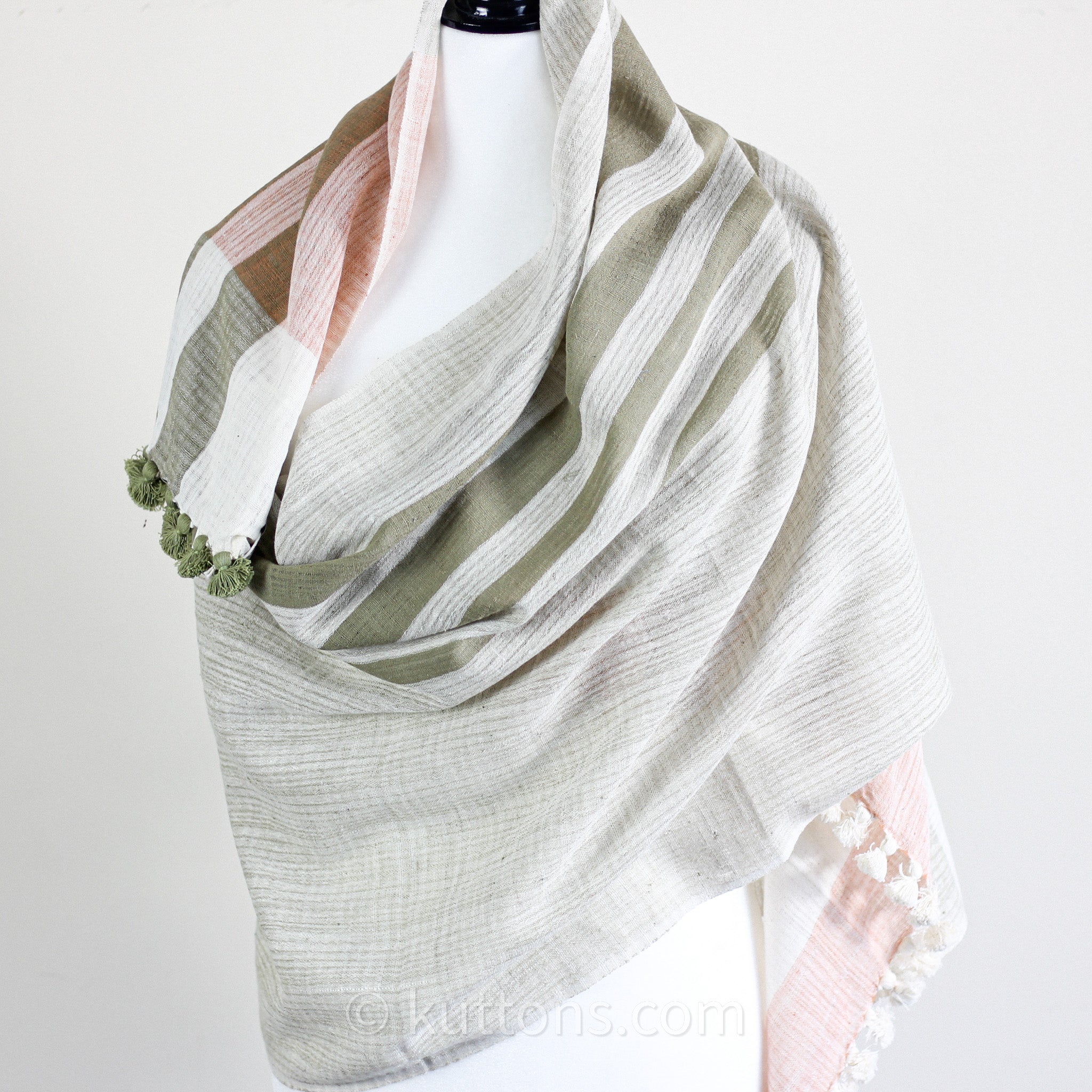 Naturally Dyed Organic Cotton Scarf Handspun  Handwoven Stole  White-Pink – Kuttons