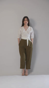European linen wrap top