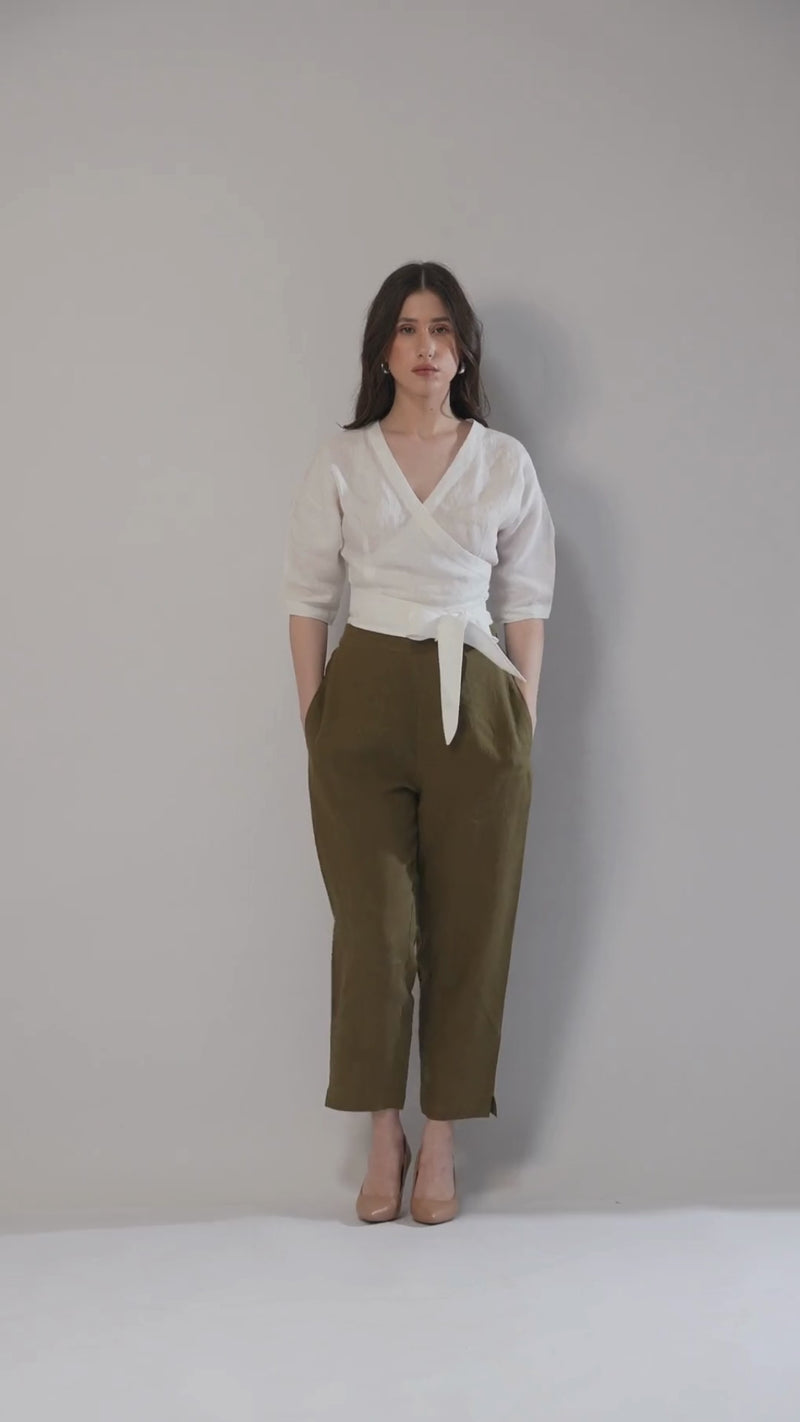 European linen wrap top