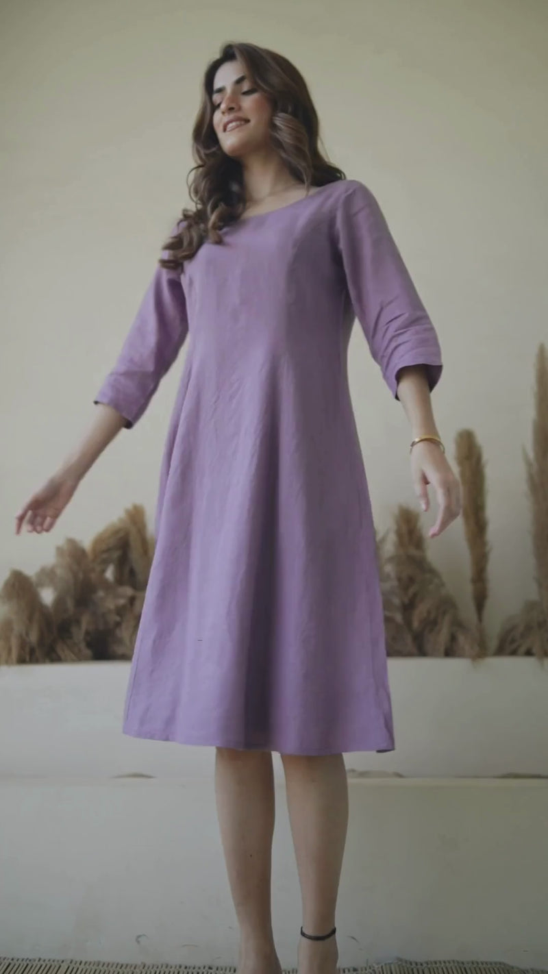 Video of Round Neck European Linen Tunic Dress