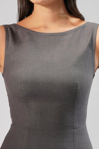 Gray sleeveless european linen dress