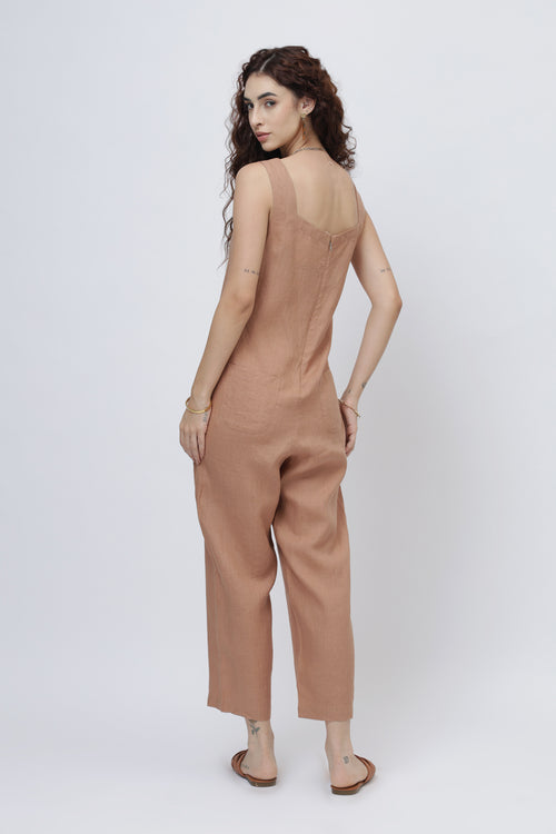 linen one-piece jumpsuit