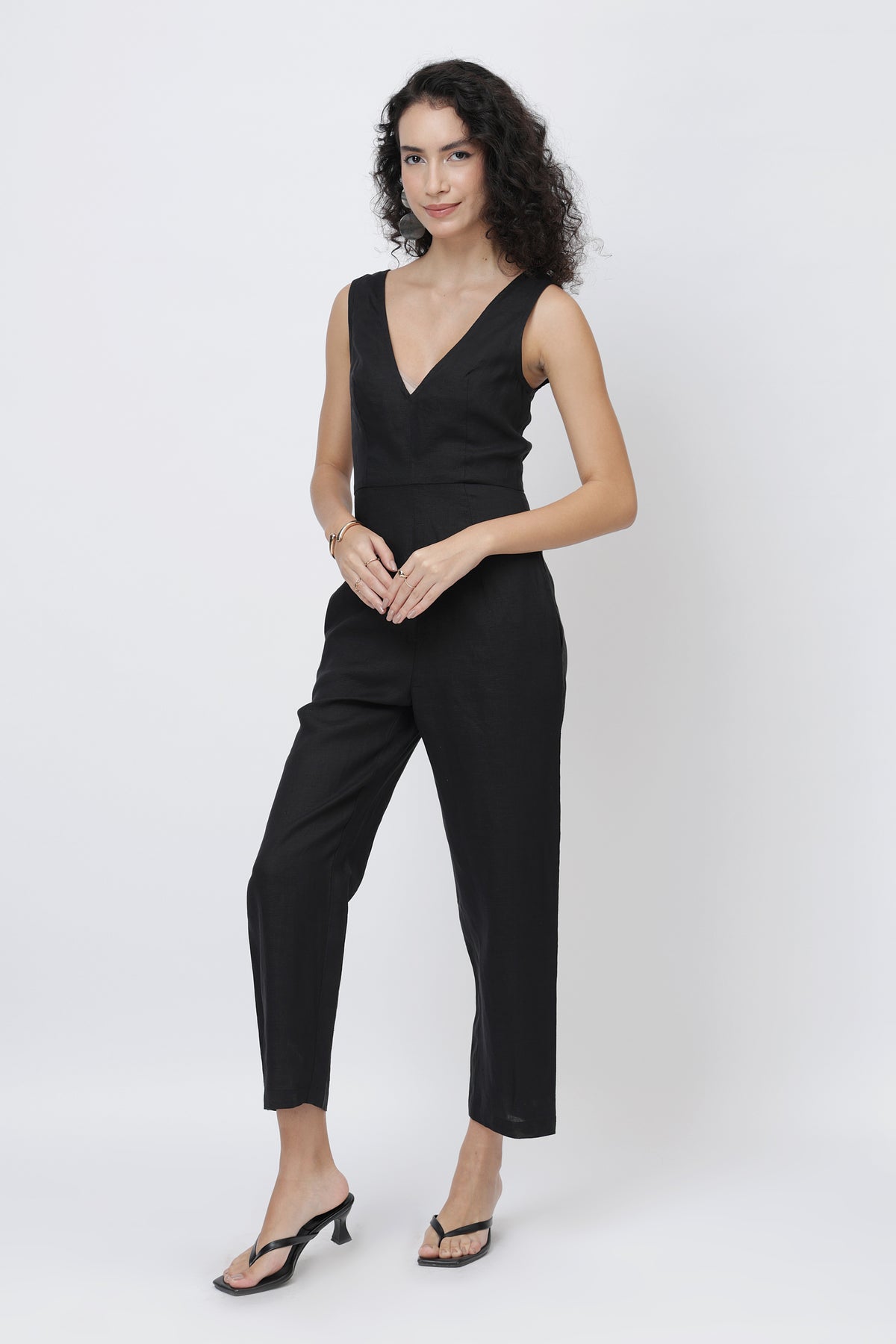 sleeveless linen jumpsuit