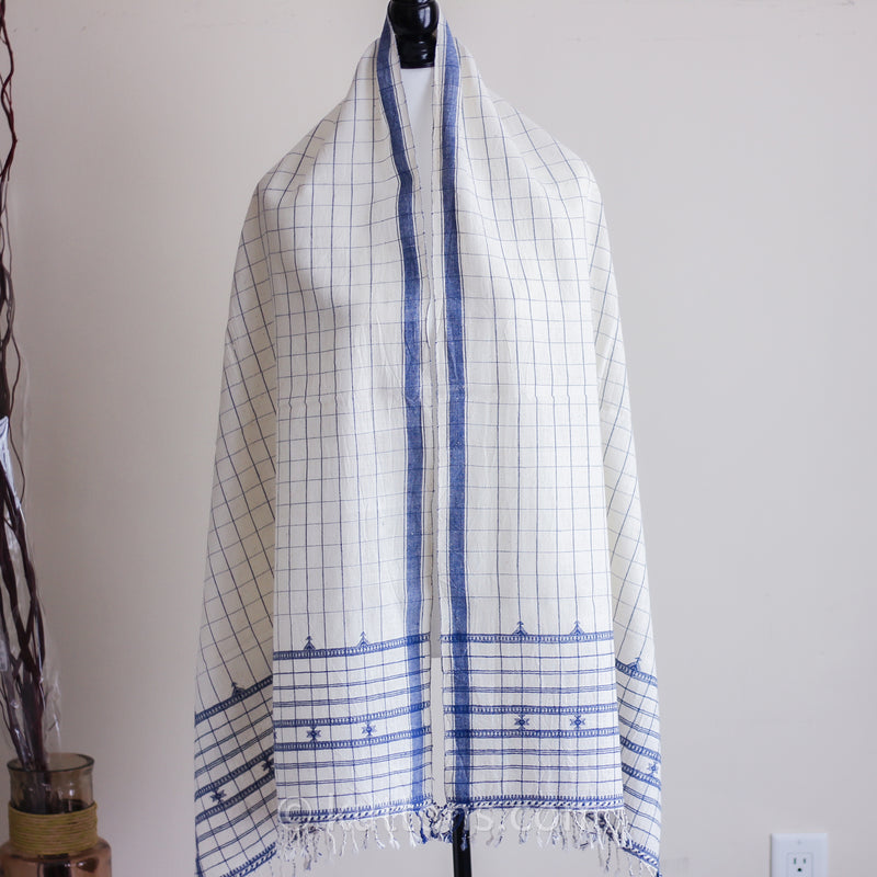 100% Organic Kala Cotton wrap with tassels - checks