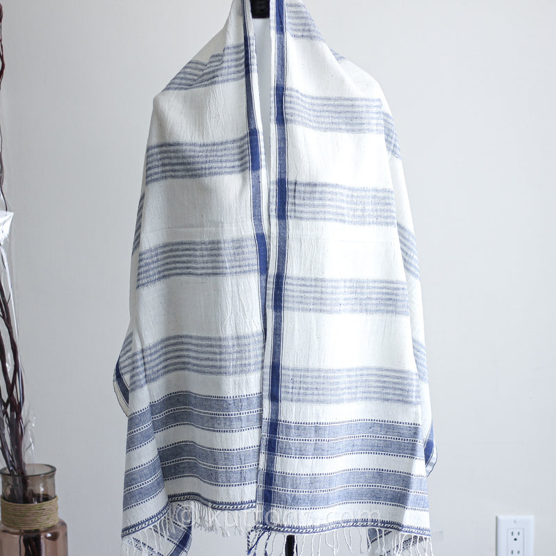 Organic Cotton Stole with Tassels,  White Stole for Summers