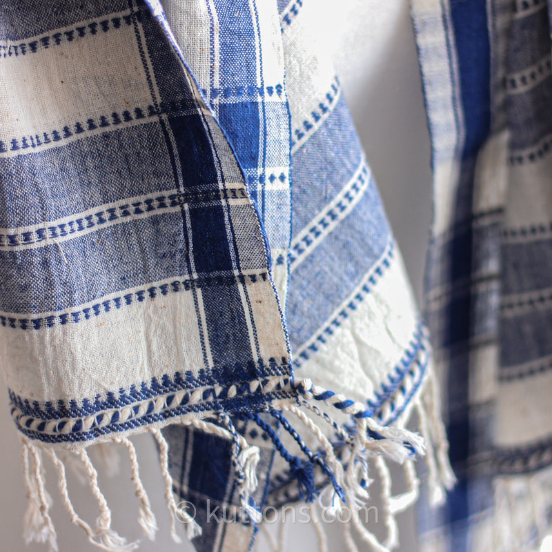 100% Organic Cotton Stole with Tassels | White Scarf, Fashion Accessory