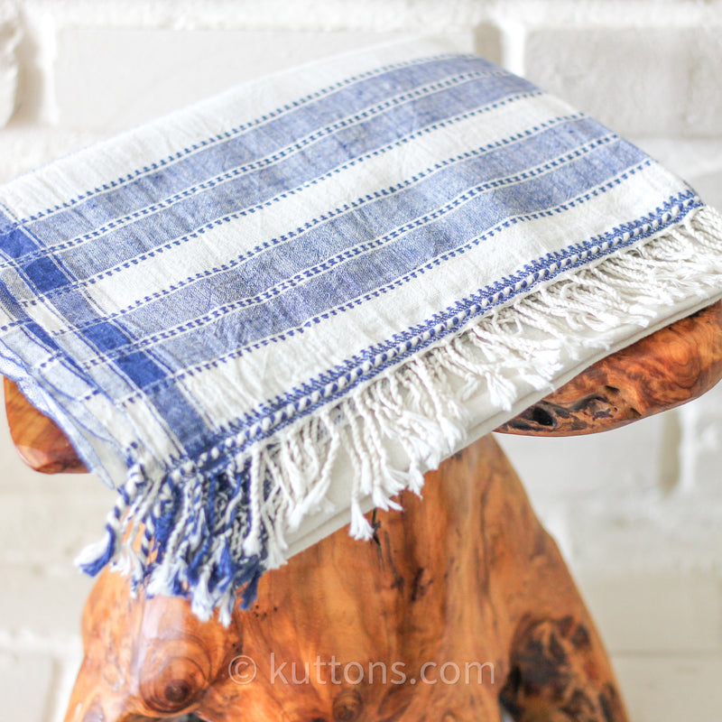 Organic Natural Cotton Stole with Tassels, White Colour, 23.5"x72"