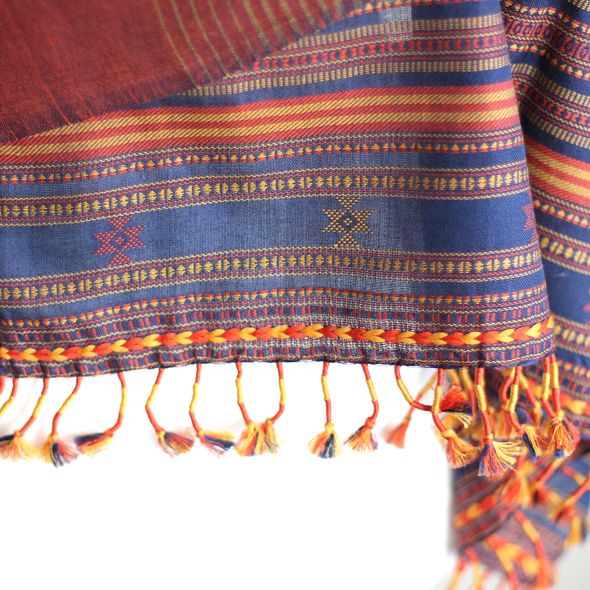 cotton wrap scarf with tassels