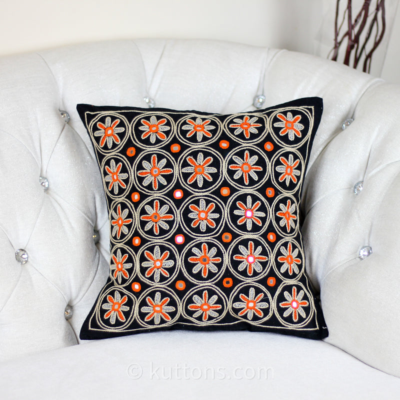 intricate tribal embriodery on cushion covers