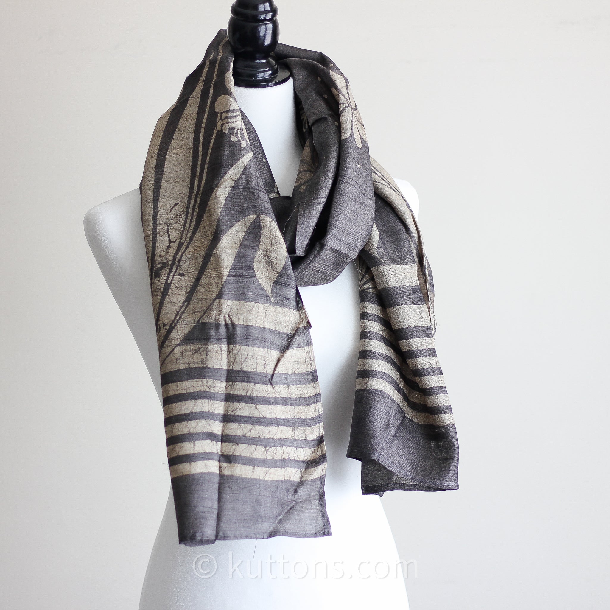 Handmade Tussar Silk Stole - Natural Dyes, Block Art Print