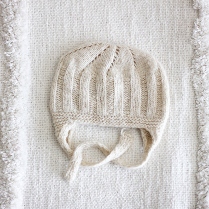 Cashmere Baby Hat with Tie Strings - Handknit Ultrasoft Pashmina | Milk White