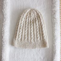 Cashmere Cable Hat for Women - Pure Pashmina Cashmere from Ladakh | Milk White, Small