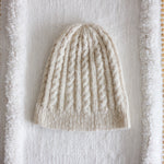Cashmere Cable Hat for Women - Pure Pashmina Cashmere from Ladakh | Milk White, Small