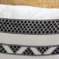 100% Cotton Decorative Pillow Cover - Handwoven Cushion with Extra Weft, 16", white close up