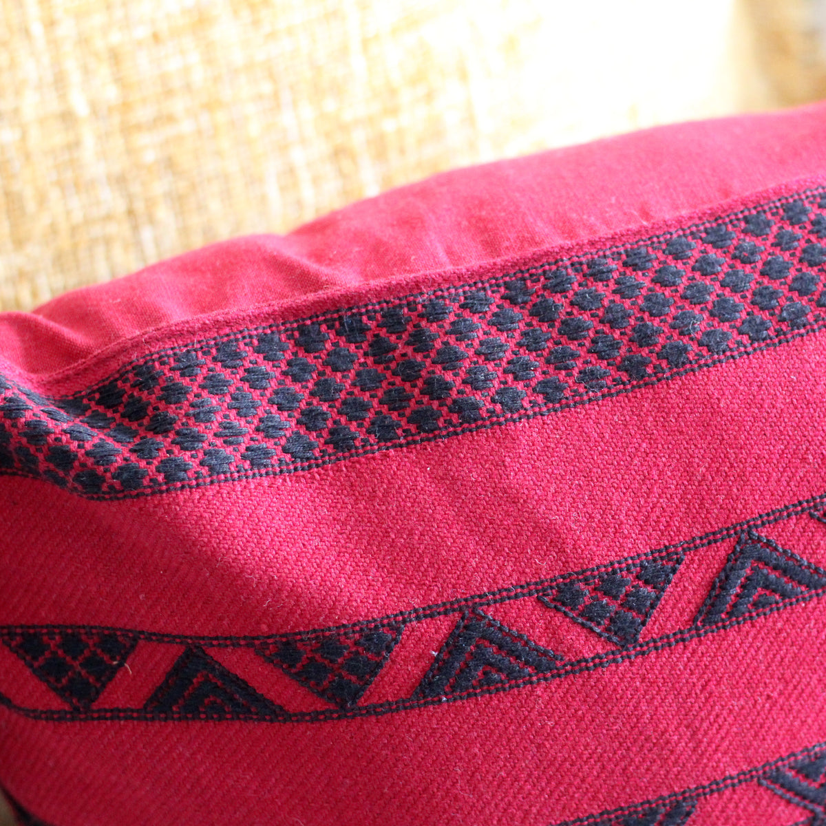 100% Cotton Decorative Pillow Cover - Handwoven Accent Cushion with Extra Weft, 16"
