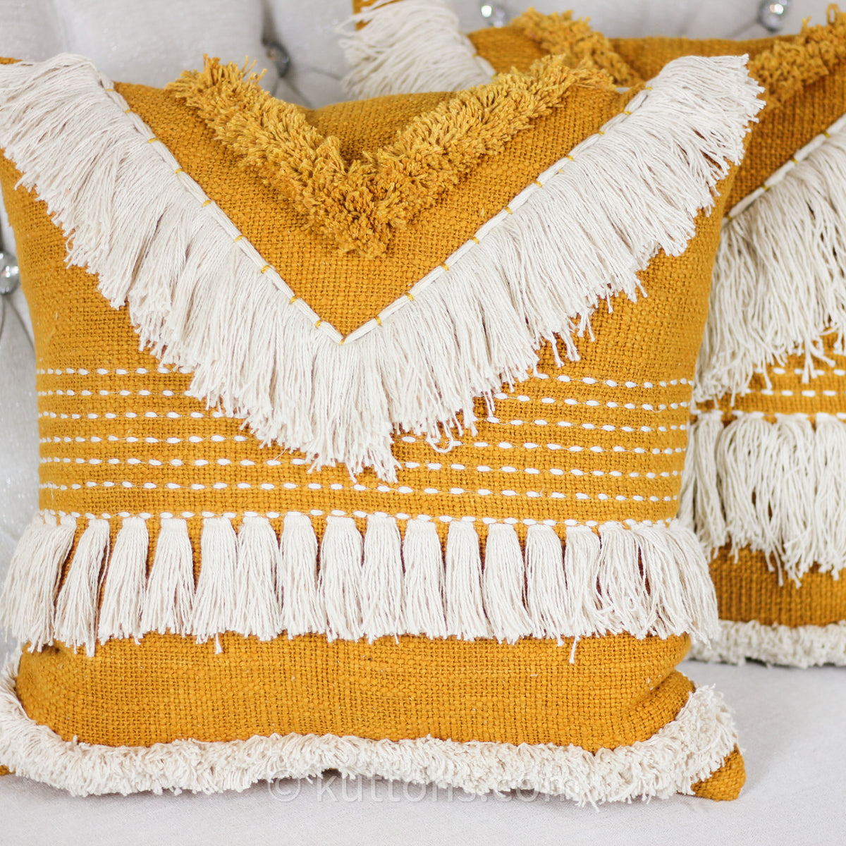boho embroidered cotton pillow cover