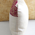 Decorative silk pillow cover - Floral embroidery, side view