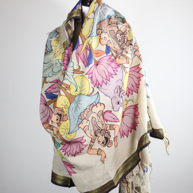 ethnic hand painted cotton wrap cum decor