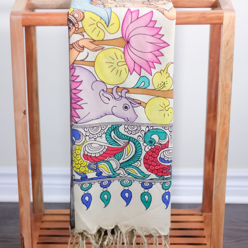 traditional hand painted cotton wrap cum art decor