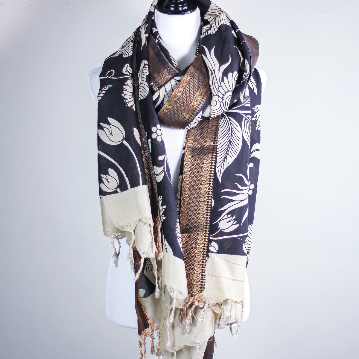 hand painted ethnic silk wrap