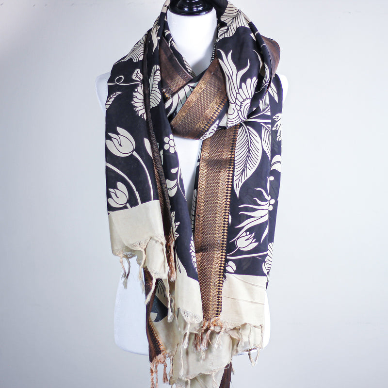 hand painted ethnic silk wrap