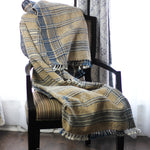 Ethnic Handspun & Handwoven Wool Throw cum Blanket - Beautiful Tassels | Brown, 40x89"