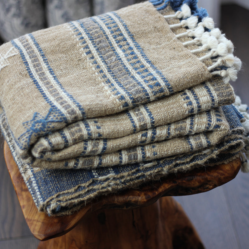 handcrafted ethnic woolen throw cum blanket