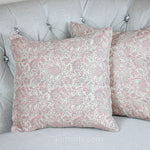 Floral Printed Cotton Cushion Cover | Cream-Pink, 16x16" (Set of 2)
