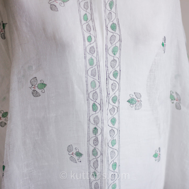 Madhubani hand painted linen stole wrap