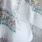 handpainted handwoven linen wrap stole