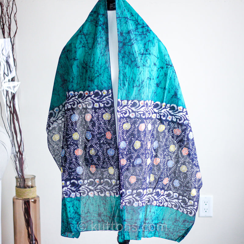 Hand batik printed pure cotton wrap - floral design