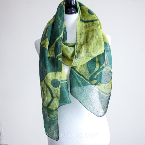 100% Linen Art Block Print Natural Dyed Wrap