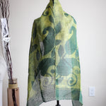 100% Linen Art Block Print Natural Dyed Wrap Stole
