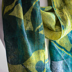Linen art block printe natural dyed wrap