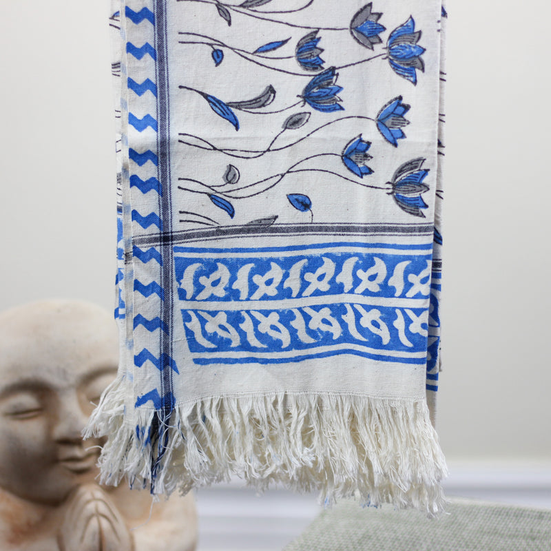 Hand Block Printed Handwoven Decorative Cotton Bath Towel 