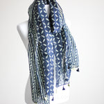 Hand Printed Cotton Wrap with tassels
