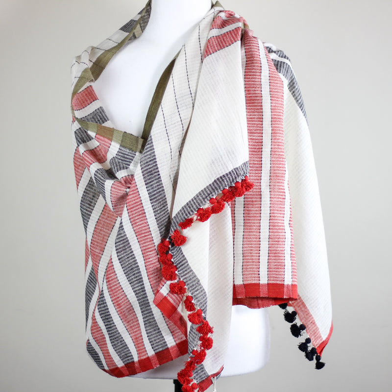 handspun and handwoven organic cotton stole