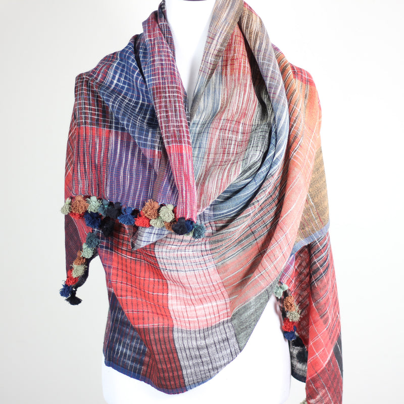 hand spun and hand woven naturally dyed  organic cotton wrap