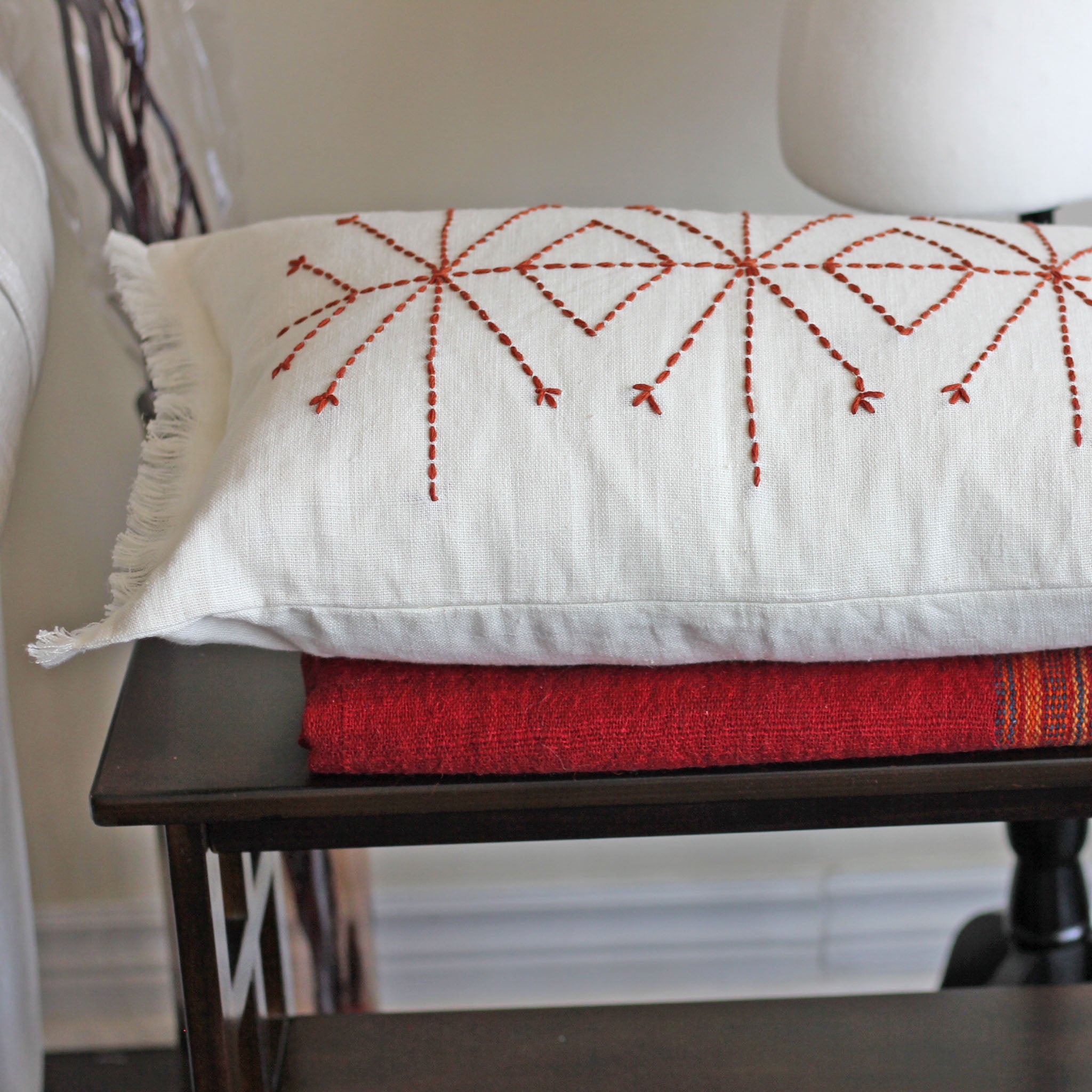 Red and best sale white pillow covers
