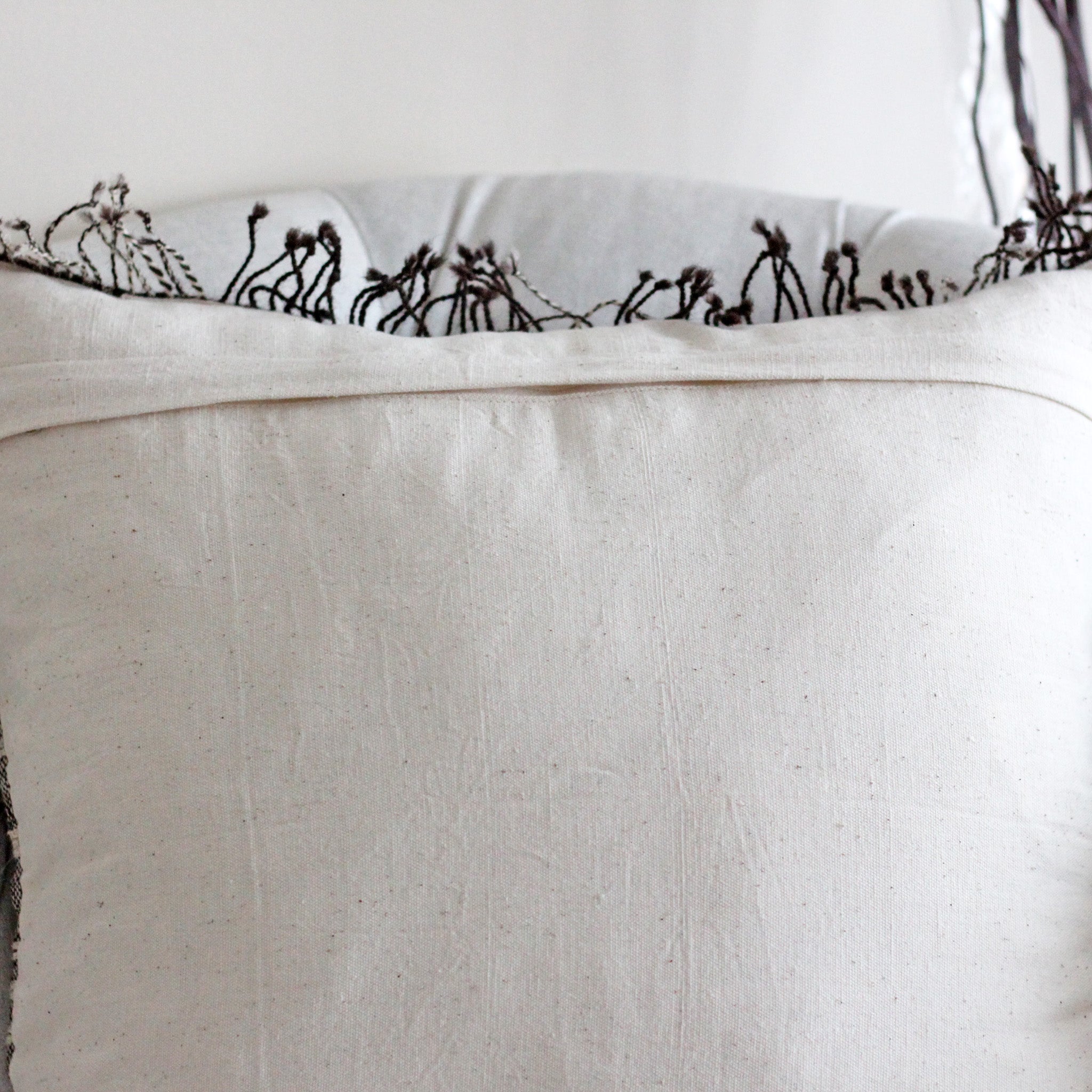 organic kala cotton back of rustic pillow cover