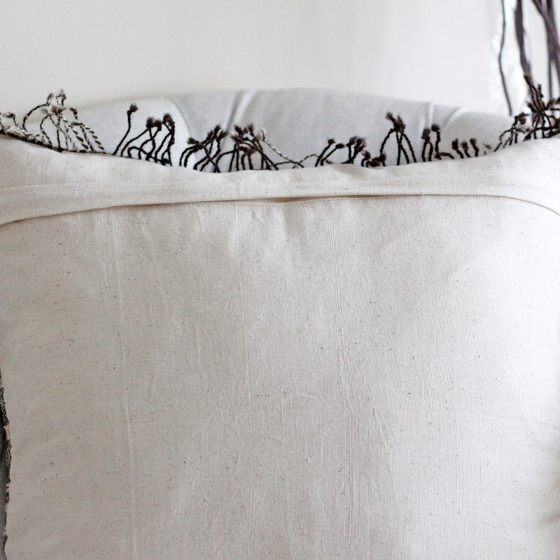 organic kala cotton back of rustic pillow cover