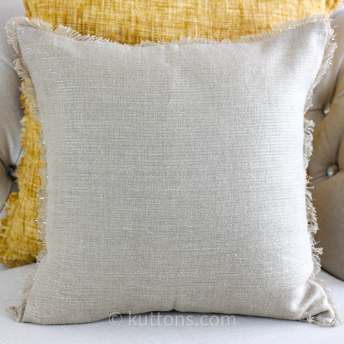 linen pillow case with shiny lurex and fringes